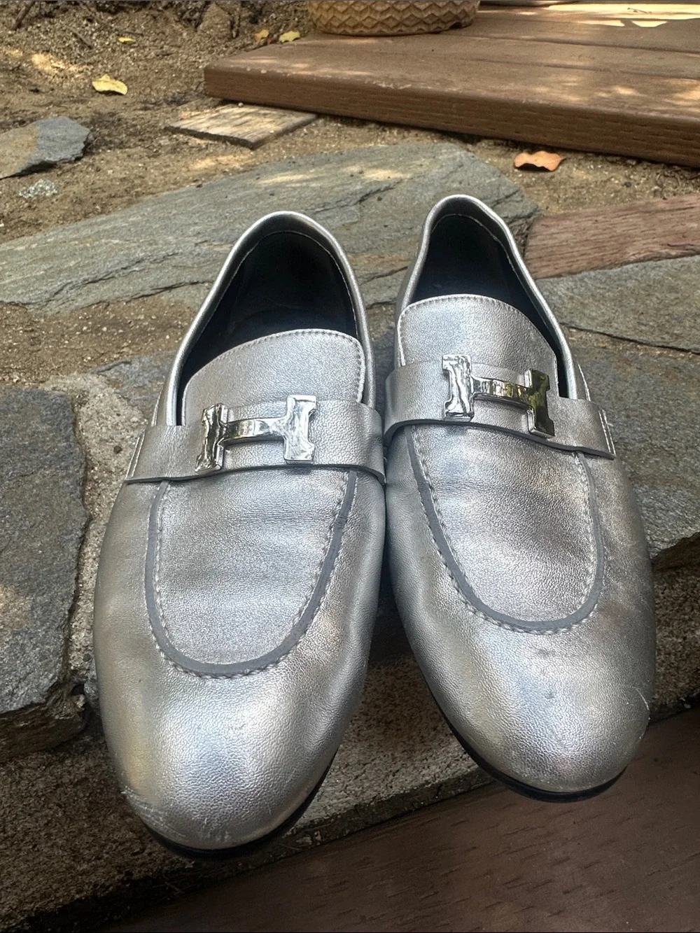 Hermes silver loafers